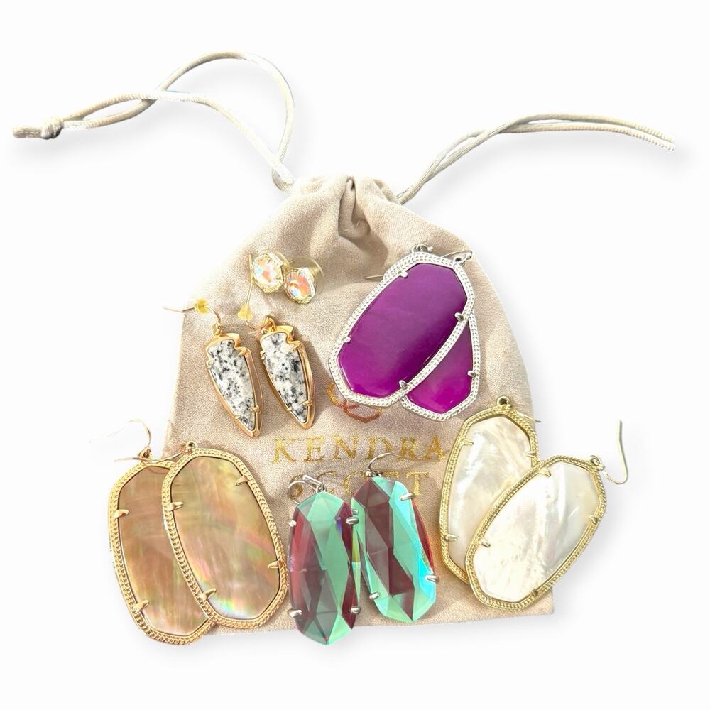 Kendra Scott Earring Lot 6 Pairs Rare Kathryn Arrowhead & Dichroic Glass Elle